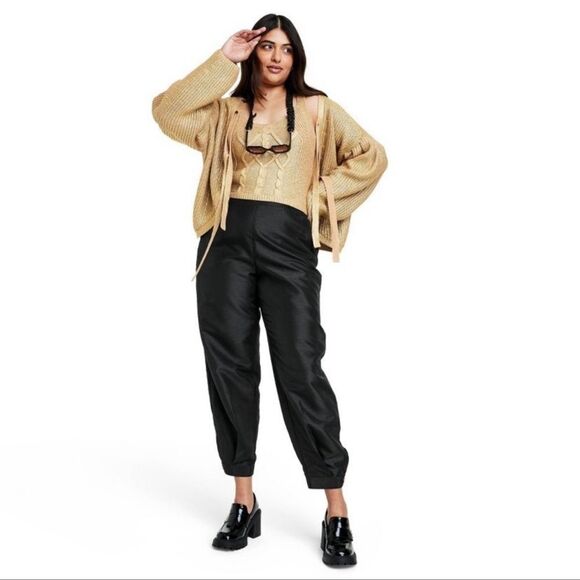 Kika Vargas x Target Pants Black Scallop Pocket Tapered Ankle - Picture 1 of 5